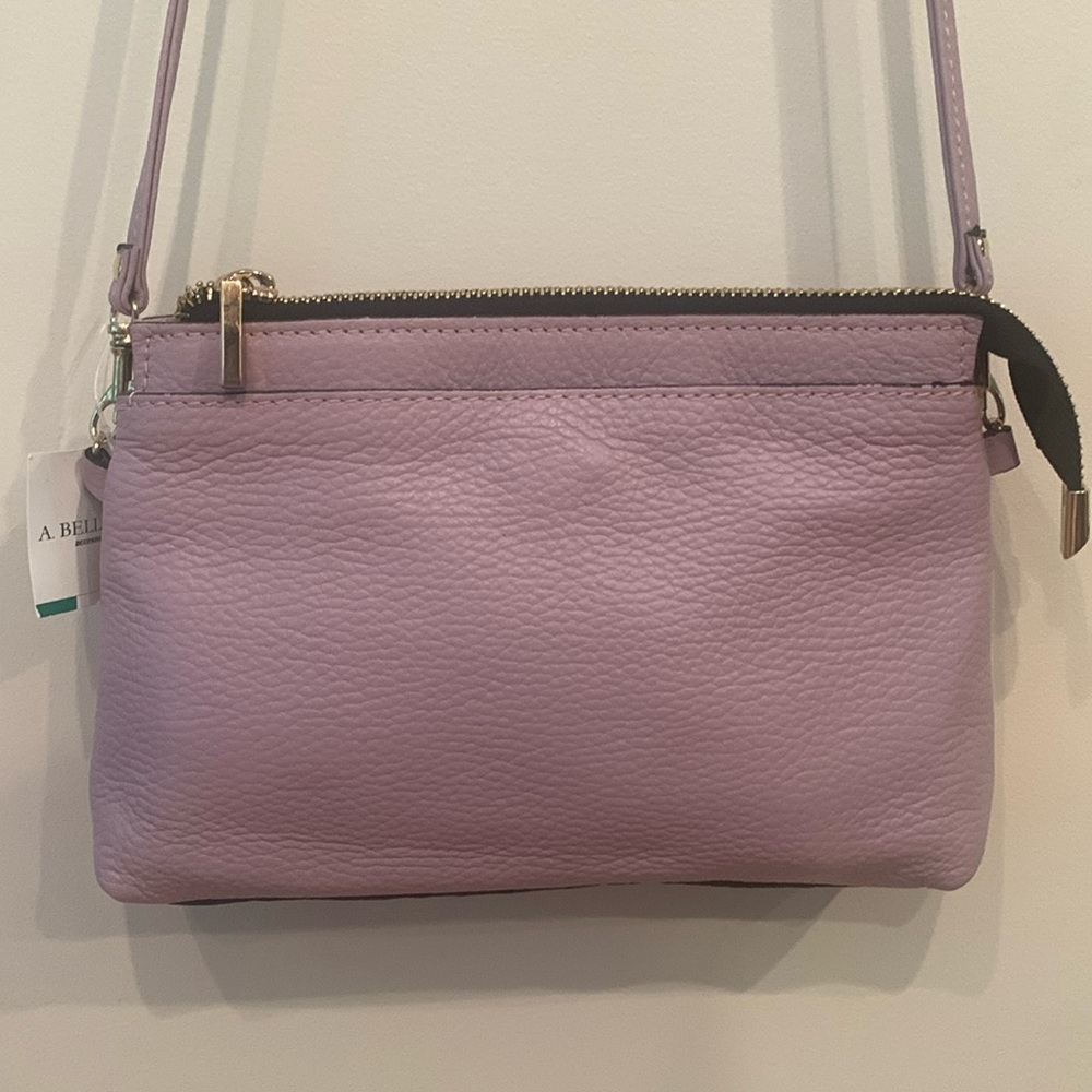NWT A.Bellucci mauve genuine leather crossbody gag